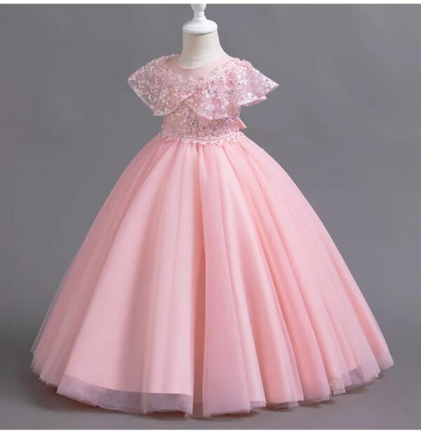 Girls pearl dress sequin sleeveless puffy dress flower girl wedding dress evening dress Girls embroidered dress princess dress