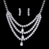 Zircon Teardrop necklace earring set, Wedding Jewellery set, Bridal jewelry set, Multi layered Necklace