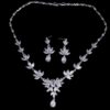 Cubic Zircon Bridal Jewelry Set | Leaves Shape Necklace | Silver Bridal Necklace and Earrings | Wedding Necklace Set | Leaf style jewellery for bride