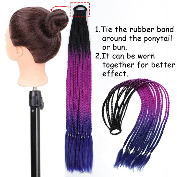 Colorful Hair Braided 60CM Elastic Rubber Band Braiding Pony Tail Hair Extensions For Girls - Ponytail Hair Bands - Hair Ornament Headbands