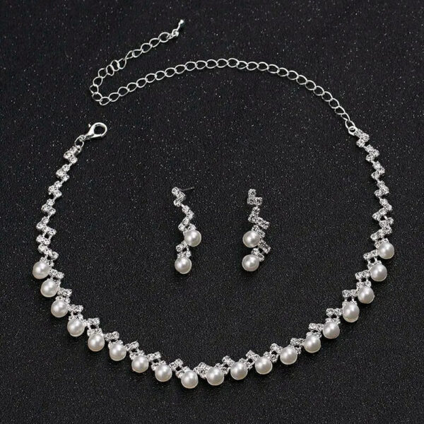 Bridal Jewelry Sets, Necklace Earrings Sets for Women Party Wedding Jewelry Sets, Pearl Crystal Necklace