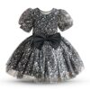 Elegant Girl Dresses, Sequins Princess Dress Baby Girl Birthday Party Puff Sleeve Prom Gown Baptism Party Dress Kids Clothes, Girls Tutu Dress