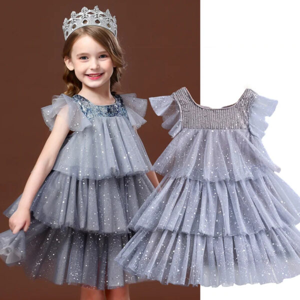 Summer Dress for Girls , Princess Gown Kids Clothes Girls Birthday Party Clothes, Girls Layered Dress