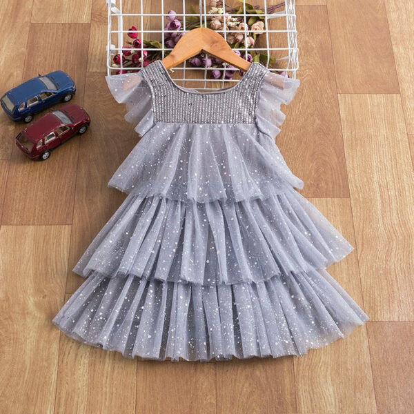 Summer Dress for Girls , Princess Gown Kids Clothes Girls Birthday Party Clothes, Girls Layered Dress