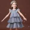 Summer Dress for Girls , Princess Gown Kids Clothes Girls Birthday Party Clothes, Girls Layered Dress