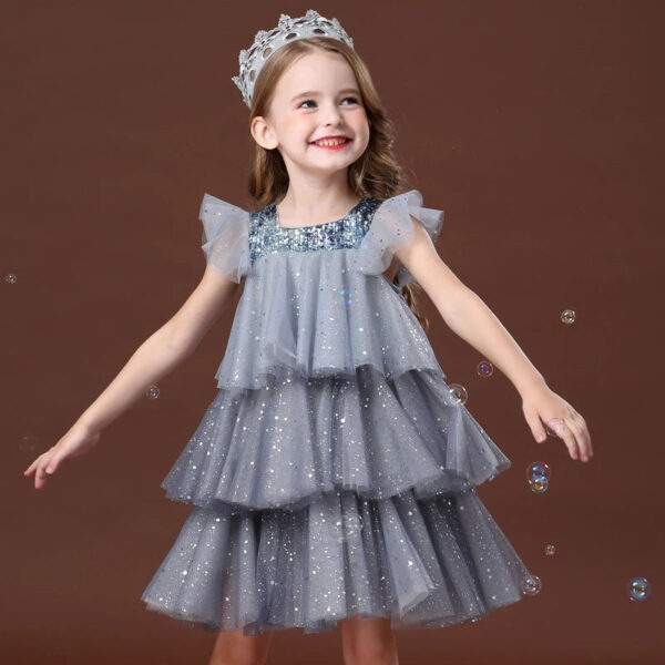 Summer Dress for Girls , Princess Gown Kids Clothes Girls Birthday Party Clothes, Girls Layered Dress