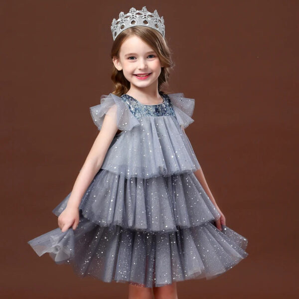Summer Dress for Girls , Princess Gown Kids Clothes Girls Birthday Party Clothes, Girls Layered Dress