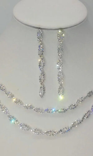 Bridal Necklace set Crystal Necklace and earrings set Diamond Bridal Jewelry Set Silver Bridal Earrings Crystal Wedding Necklace Set