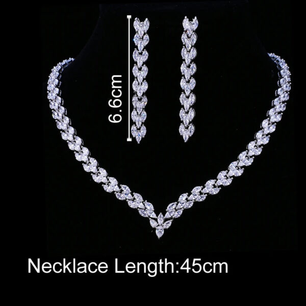 Bridal Necklace Set | Teardrop Silver Wedding Necklace Earrings Set | CZ Wedding Necklace Set | Crystal Bridal Set