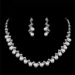 Bridal Jewelry Sets, Necklace Earrings Sets for Women Party Wedding Jewelry Sets, Pearl Crystal Necklace