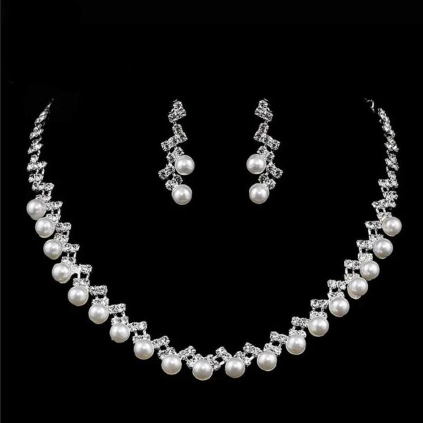 Bridal Jewelry Sets, Necklace Earrings Sets for Women Party Wedding Jewelry Sets, Pearl Crystal Necklace