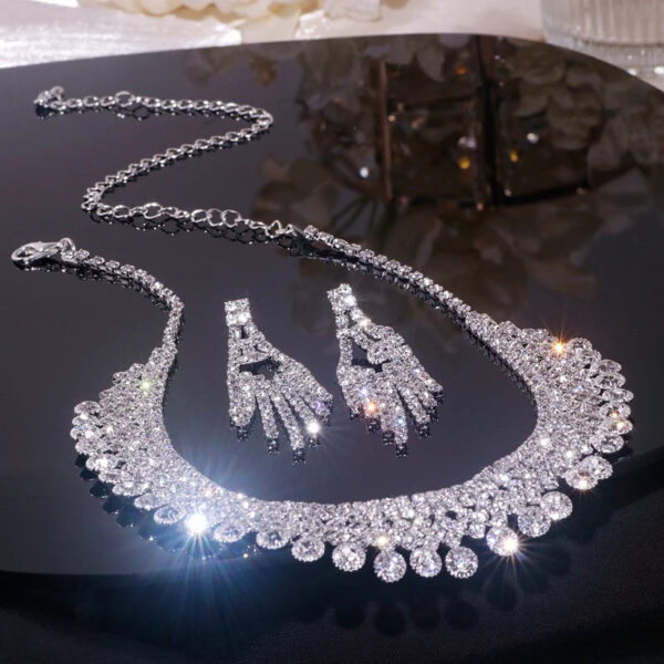 Wedding necklace Bridal jewelry set for brides silver bridal necklace sets bridal earrings set bridal accessories for wedding