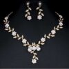 Bridal necklace and earrings| Bridal jewelry set | Wedding necklace set| Leaf style Wedding jewellery for bride