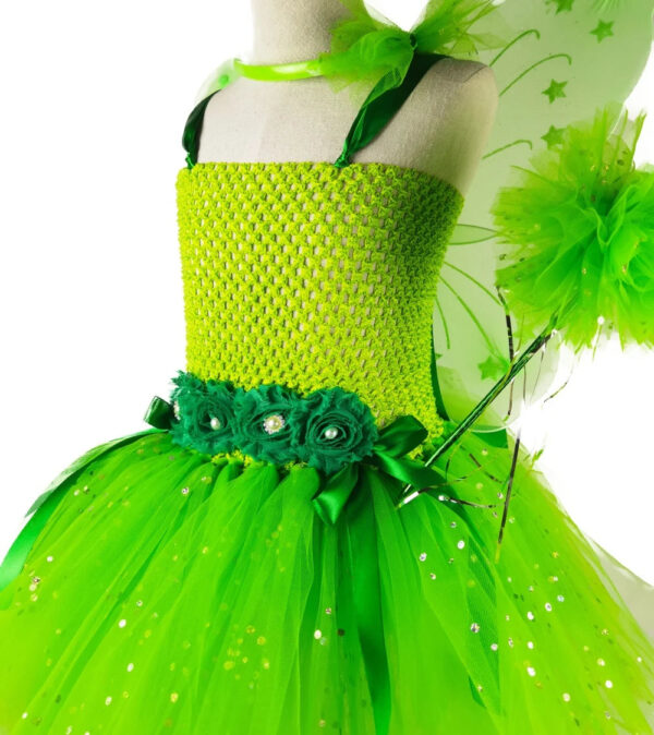 Fairy dress with wings, Sparkly Green Fairy Dress, Garden Fairy Dress, girls Dresses, girls Tutu Dress