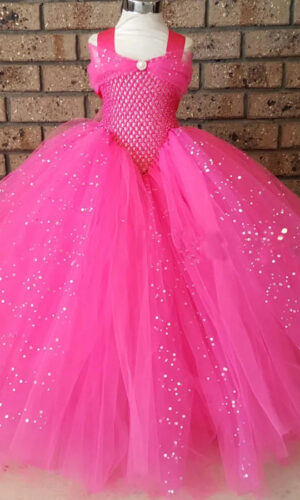 Girls Pink Glitter Tutu Dress Kids Crochet Sparkle Tulle Dress Long Ball Gown Children Birthday Party Princess Dress, Sparkle tutu Dress,Pink Princess Dress