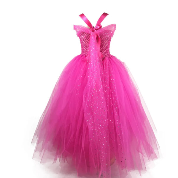 Girls Pink Glitter Tutu Dress Kids Crochet Sparkle Tulle Dress Long Ball Gown Children Birthday Party Princess Dress, Sparkle tutu Dress,Pink Princess Dress