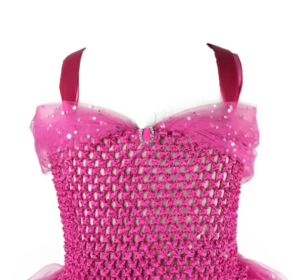 Girls Pink Glitter Tutu Dress Kids Crochet Sparkle Tulle Dress Long Ball Gown Children Birthday Party Princess Dress, Sparkle tutu Dress,Pink Princess Dress