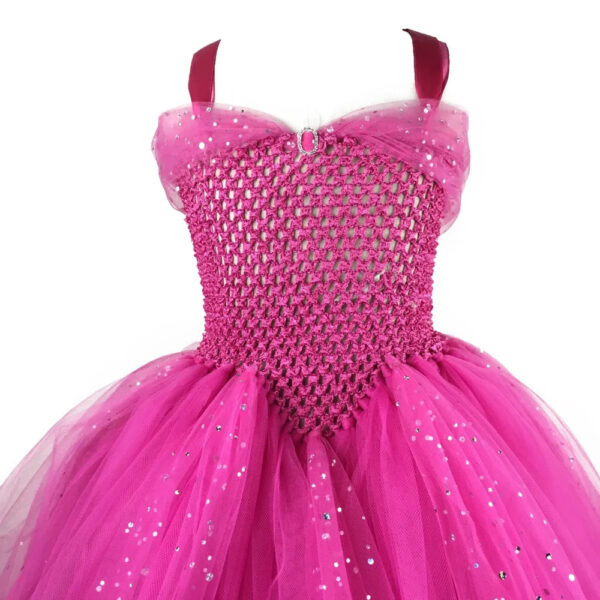 Girls Pink Glitter Tutu Dress Kids Crochet Sparkle Tulle Dress Long Ball Gown Children Birthday Party Princess Dress, Sparkle tutu Dress,Pink Princess Dress