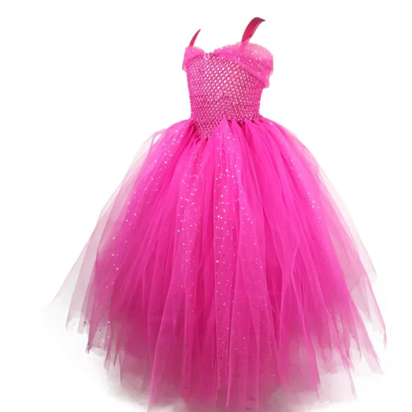 Girls Pink Glitter Tutu Dress Kids Crochet Sparkle Tulle Dress Long Ball Gown Children Birthday Party Princess Dress, Sparkle tutu Dress,Pink Princess Dress