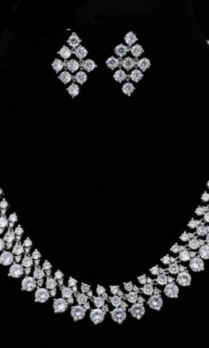 Chunky Bridal Jewelry Sets Silver necklace set cubic zirconia Jewellery set Wedding Jewelry Sets for Women