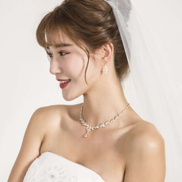 Teardrop Silver Wedding Necklace Earrings Bracelet Ring Set | Bridal Necklace Set | CZ Wedding Necklace Set | Crystal Bridal Set