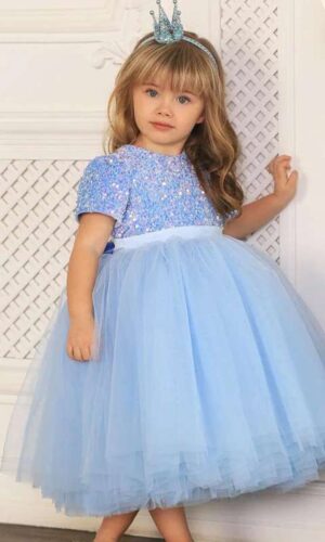 Blue Girl Dress | Princess Dress | Baby Birthday Party Princess Pageant Prom Gown Flower Child Formal Wedding Vestido, LaceTulle Dress