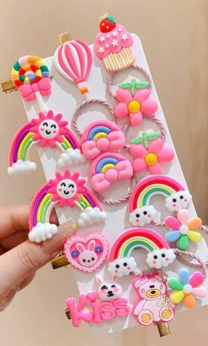 14PCS Hair Clip for girls Rainbow Fruit Cartoon Hair Bands Hair Accessories Headwear Hairpins Barrettes