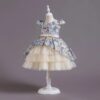 Retro Floral Baby Girls Princess Ball Gown Layers Mesh Party Dress Girls Tutu Layered Dress party dress