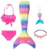 Girls Swimming Mermaid Tail Sets and Accessories | Little Mermaid Tail Costume Swimwear | Girls Mermaid Tail Swimsuit | Swimming Cosplay