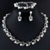 Imitation Pearl Wedding Necklace Earring Sets | Bridal Jewelry Sets for Women | Crystal Pearl Bridal Necklace and Earring Set