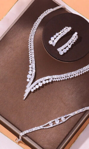 Bridal Necklace set Crystal Necklace and earrings set Diamond Bridal Jewelry Set Silver Bridal Earrings Crystal Wedding Necklace Set