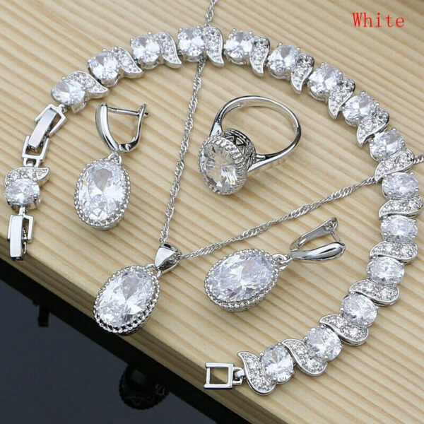 Silver 925 Bridal Jewelry, Zircon Jewelry Sets, Silver Jewelry Set , Sterling silver Necklace, Pendant necklace set, Silver Jewellery