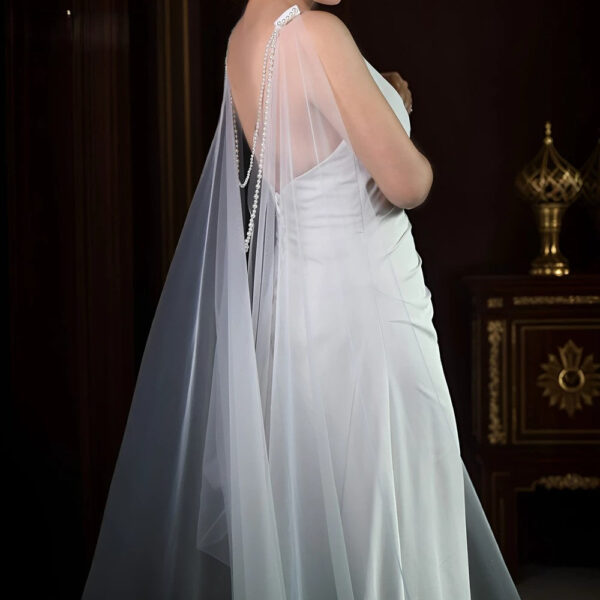 Elegant Bridal Capes & Veils – Pearl-Beaded Wedding Shawls & Cloaks with Long Train