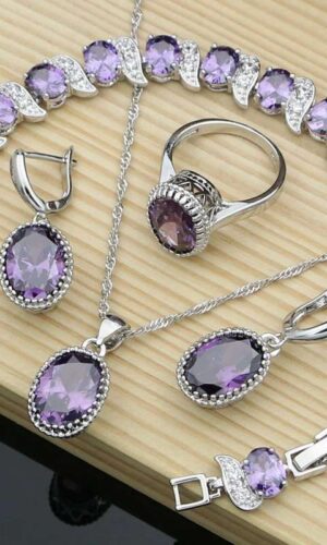 Silver 925 Bridal Jewelry, Zircon Jewelry Sets, Silver Jewelry Set , Sterling silver Necklace, Pendant necklace set, Silver Jewellery