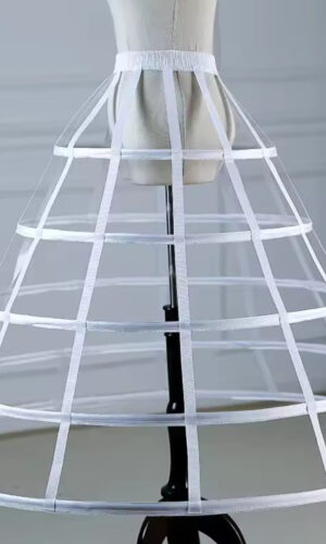 Women's Crinoline Cage Underskirt – White & Black Hoop Petticoat Skirt for Dresses & Gowns