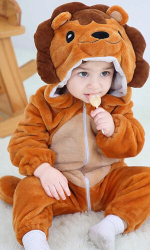 Adorable Animal Bodysuits: Boys & Girls Baby Rompers, Winter Cosplay Costumes, lion costume
