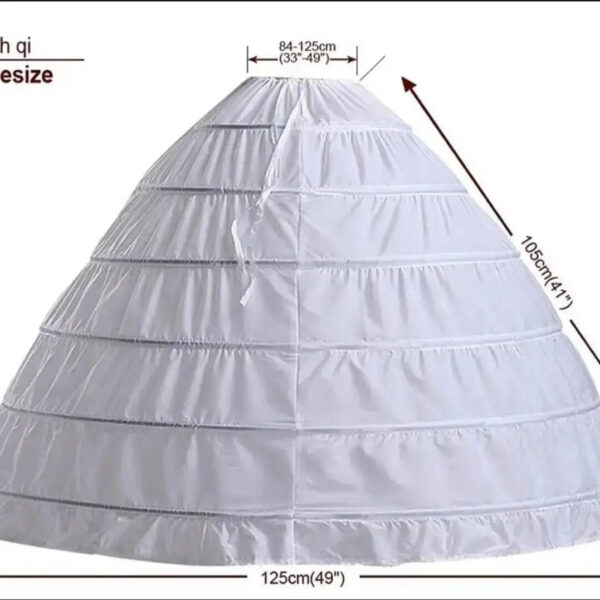6 Hoop Crinoline White Long Wedding Petticoat Ball Gown Dress Underskirt Skirt Large crinoline