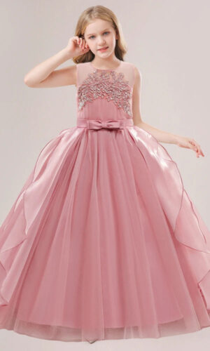 Elegant Flower Girl Bridesmaid Dresses – Princess Gowns for Weddings & Formal Parties Girls Trailing Dress