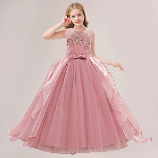 Elegant Flower Girl Bridesmaid Dresses – Princess Gowns for Weddings & Formal Parties Girls Trailing Dress
