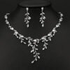 Branch Shape Necklace And Earring set, Bridal Necklace Set, Silver Wedding Necklace Earrings Set, Wedding Necklace for bride