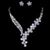 Cubic Zircon Jewelry Set for Women Stud Earrings and Necklace, Silver necklace, Wedding necklace set, Leaf style Wedding jewellery