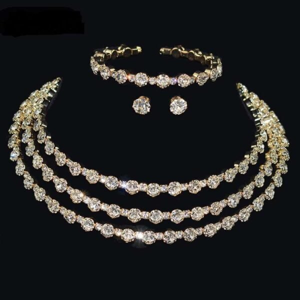 Bridal Necklace, Bridal Jewelry Rhinestone Choker, Silver Bridal Necklace And Earrings, Jewelry Set, Wedding Set, Jewellery For Bride, Wedding necklace set