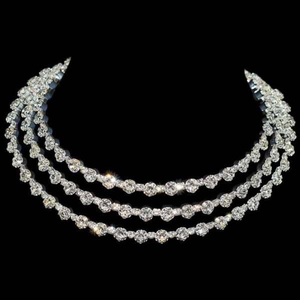 Bridal Necklace, Bridal Jewelry Rhinestone Choker, Silver Bridal Necklace And Earrings, Jewelry Set, Wedding Set, Jewellery For Bride, Wedding necklace set