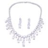 Cubic Zircon Necklace and Earrings,Silver Bridal Necklace and earrings, Jewelry Set, Water Drop Necklace, Leaf style jewellery for bride, Wedding Necklace set