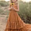 Princess Girls Lace Cotton Long Dresses | Long Maxi Dress | Long Lace Flower Girl Dress | Long Dresses | Girls Long Dresses