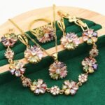 Exquisite 925 Silver Gold Color Jewelry Set with Multicolor Zircon Accents – Perfect for Weddings and Special Occasions