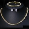 Cubic Zirconia Wedding Jewelry Set with Stunning Drop Style Necklaces in Silver, Rose Gold, and Gold, Bridal Necklace Earrings Party Jewelry Set