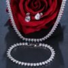 Cubic Zirconia Wedding Jewelry Set with Stunning Drop Style Necklaces in Silver, Rose Gold, and Gold, Bridal Necklace Earrings Party Jewelry Set