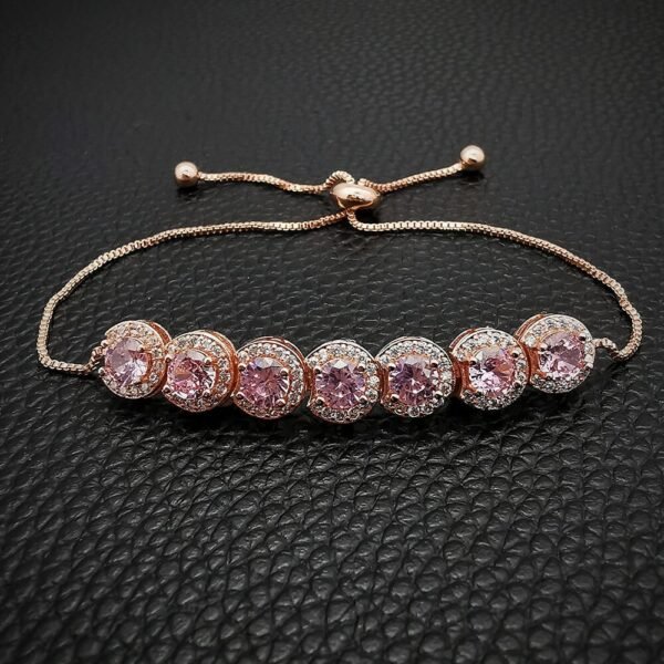 Flower girl Bracelet Gift, Junior Bridesmaid Gift, Green Pink Rose Gold Silver Bracelet, Cubic Zirconia Bracelet