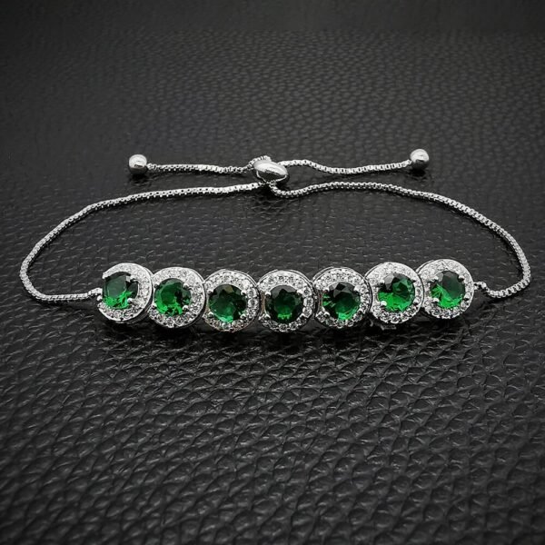 Flower girl Bracelet Gift, Junior Bridesmaid Gift, Green Pink Rose Gold Silver Bracelet, Cubic Zirconia Bracelet